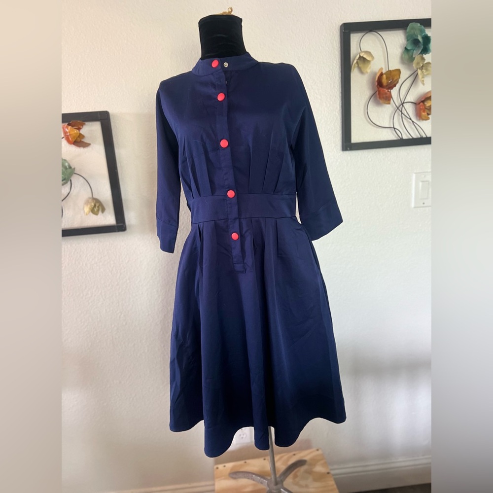 Blue Button Down Dress